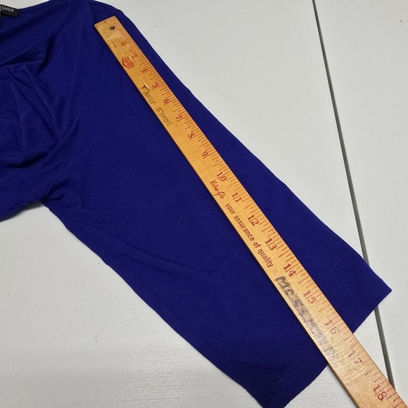 Eileen Fisher Midi Dress Women 1X Blue 3/4 Sleeve Pullover Stretch Asymmetrical - Picture 9 of 11